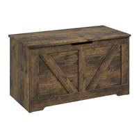 HOMCOM 100L Home Storage Box, with Safety Hinges - Rustic Brown