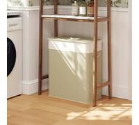 HOMCOM 100L Laundry Basket with Lid, Washing Basket for Bathroom, Brown
