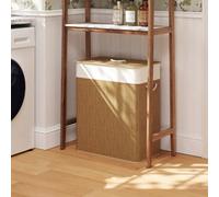 Homcom 100L Laundry Basket With Lid, Washing Basket For Bathroom, Brown