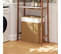 HOMCOM 100L Laundry Basket with Lid, Washing Basket for Bathroom Brown