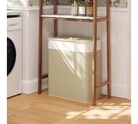HOMCOM 100L Laundry Basket With Lid - Washing Basket For Bathroom - Cream | TJ Hughes