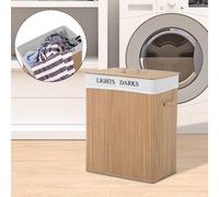 HOMCOM 100L Laundry Hamper Large 100L Double Washing Clothes Basket Natural, none