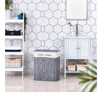 Homcom 100L Laundry Hamper Large 100L Double Washing Clothes Basket Natural In Grey Grey One Size