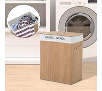Homcom 100L Laundry Hamper Large 100L Double Washing Clothes Basket Natural Natural One Size