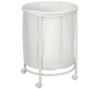 HOMCOM 100L Rolling Laundry Basket on Wheels, 50cm Round Laundry Hamper with Removable Bag and Steel Frame for Bedroom, Bathroom, Laundry Room, Cream White