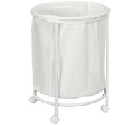 HOMCOM 100L Rolling Laundry Basket on Wheels, 50cm Round Laundry Hamper with Removable Bag and Steel Frame for Bedroom, Bathroom, Laundry Room, Cream White