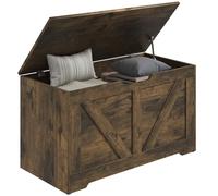 HOMCOM 100L Storage Chest, Storage Trunk with 2 Safety Hinges and U-shaped Cut-out Pull, Organiser Box for Living Room, Entryway, 80 x 40 x 45 cm, Rustic Brown