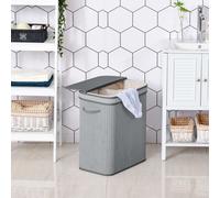 100L Flip Lid Bamboo Laundry Basket Grey - Home Living | TJ Hughes