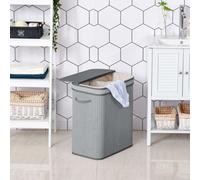 100L Flip Lid Bamboo Laundry Basket Grey