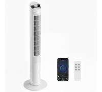 HOMCOM 101.8 cm Tower Fan for Cooling, Standing Floor Cooling Fan with WiFi App, 6 Speeds and 4 Modes, 65° Oscillating, 12H Timer and Remote Control for Bedroom, Office, White