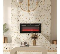HOMCOM 102cm Electric Fireplace Recessed and Wall Mounted Electric Fire Black, black
