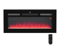 HOMCOM 102cm Electric Fireplace Recessed and Wall Mounted Electric Fire Black | TJ Hughes