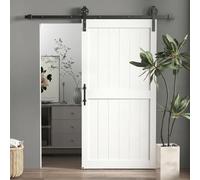 HOMCOM 107 x 213 cm Sliding Barn Door with 152 cm Door Hardware Kit White