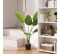 HOMCOM 109cm Artificial Bird of Paradise Plant with Flocking in Pot, Green HOMCOM Green