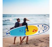 HOMCOM 10ft Inflatable Surfing Boards W/ Paddle, Fix Bag, Air Pump, Backpack - Blue, Yellow, White - PVC, EVA - 305cm x 76cm x 10cm