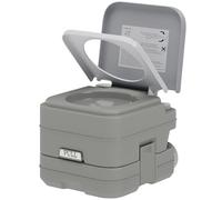 HOMCOM 10L Portable Toilet for Adults with 2 Detachable Tanks Lid Grey