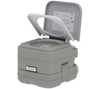 HOMCOM 10L Portable Toilet for Adults with 2 Detachable Tanks Lid Grey | Outdoor Camping Toilet, Push-button Operation, Compact Outdoor Travel Potty Loo, Seat, Fishing Hiking Picnic, Portable Loos