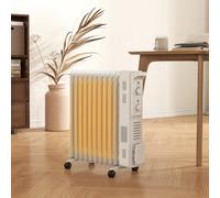 HOMCOM 11-Fin Portable Oil-Filled Heater Radiator, 1000/1500/2500W, 0dB Quiet, Auto Shut-Off, 7-35C, White - 820-413V72WT
