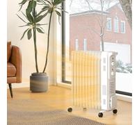 HOMCOM 11-Fin Portable Oil-Filled Heater Radiator, 1000/1500/2500W, 0dB Quiet, Auto Shut-Off, 7-35C, White - 820-413V72WT
