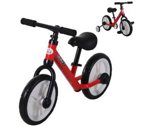 HOMCOM 11 Inch Kids Balance Bike Training Pedal Bicycle W/Removable Stabilizers EVA Tyres Adjustable Seat Height 2 to 5 Years Gift for Boys Girls Red