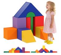 HOMCOM 11-Piece Soft Play Equipment for Toddlers Ages 1-3 Multicoloured | Kids Soft Play Set, Foam Blocks for Climbing, Crawling