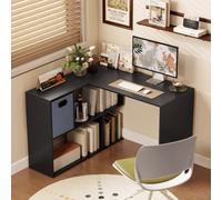 Homcom 110 Cm L-Shaped Desk, Small Computer Desk With Fabric Drawer, Black