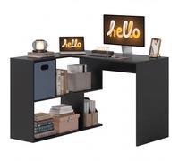 HOMCOM 110 cm L-Shaped Desk, Small Computer Desk with Fabric Drawer, Black