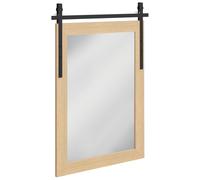 HOMCOM 110 x 66 cm Rectangle Mirror, Farmhouse Wall Mirror for Living Room, Bedroom, Hallway, White Oak