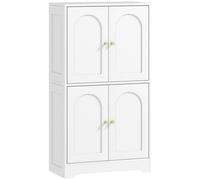 HOMCOM 110cm Kitchen Cupboard with 4 Arched Doors & 2 Adjustable Shelves in White HOMCOM White