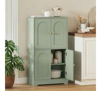 HOMCOM 110cm Kitchen Cupboard with 4 Arched Doors and 2 Adjustable Shelves - Green, Green