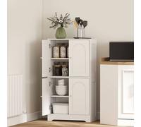 Homcom 110Cm Kitchen Cupboard With 4 Arched Doors And 2 Adjustable Shelves In White White