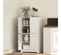 HOMCOM 110cm Kitchen Cupboard with 4 Arched Doors and 2 Adjustable Shelves - White