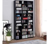 Homcom 1116Cd/528Dvd Media Storage Wooden Shelves Bookcase Display Shelving Unit In Black Black One Size