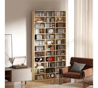 HOMCOM 1116CD/528DVD Media Storage Wooden Shelves Bookcase Display Shelving Unit in Light Oak HOMCOM Light Oak