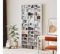 HOMCOM 1116CD/528DVD Media Storage Wooden Shelves Bookcase Display Shelving Unit in Pale Grey HOMCOM Pale Grey