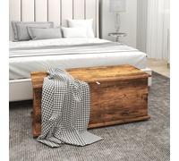 HOMCOM Storage Chest w/ Lid, 113L Storage Box, Rustic Brown, Brown