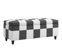 HOMCOM 114 x 47 x 47cm Velvet Storage Ottoman - Button-tufted Footstool Box | TJ Hughes