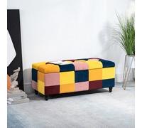 HOMCOM Multicolour Velvet Button Tufted Ottoman Bench