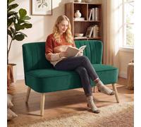 Portland 2 Seater Dark Green Padded Loveseat Sofa - Wilko