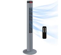 HOMCOM 117cm Oscillating Tower Fan with Remote Control, 12H Timer, 3 Speed, 4 Modes, Quiet Cooling Fans, Electric Floor Standing Fan for Home Bedroom Office, Grey