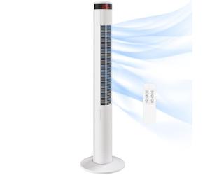 HOMCOM 117cm Oscillating Tower Fan with Remote Control, 12H Timer, 3 Speed, 4 Modes, Quiet Cooling Fans, Electric Floor Standing Fan for Home Bedroom Office, White