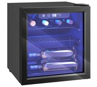 HOMCOM 12 Bottle Wine Cooler, 36 Litre Capacity, 4-16°C Under Counter Drinks Beer Wine Fridge with Glass Door, LED Light, Button Control, Black