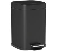 HOMCOM 12 Litre Pedal Bin Kitchen Rubbish Bin Soft-Close Lid Black | Fingerprint Proof, Foot Pedal, Removable Inner Bucket, Recycling and Waste