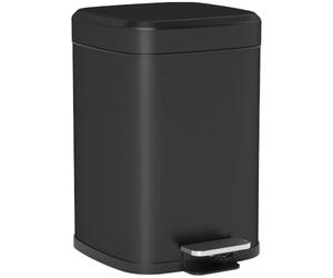 HOMCOM 12 Litre Pedal Bin Kitchen Rubbish Bin Soft-Close Lid Black | Fingerprint Proof, Foot Pedal, Removable Inner Bucket, Recycling and Waste