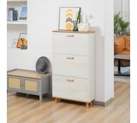 HomCom Shoe Storage Cabinet 12-Pair Slim - 3 Flip Drawers & Adjustable Shelves - Cream