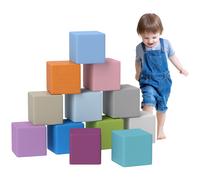 HOMCOM 12 PCs Soft Play Blocks Soft Foam Toy - Blue - 20cm x 20cm x 20cm - pieces play foam Block