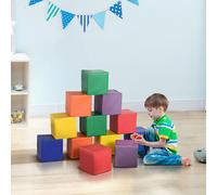 HOMCOM 12 Piece Soft Play Foam Blocks Toy Building Stacking Compliant Learning Toys for Toddler Baby Kids Preschool in Yellow HOMCOM Yellow