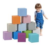 HOMCOM 12 PCs Soft Play Blocks Soft Foam Toy - Blue - 20cm x 20cm x 20cm - pieces play foam Block