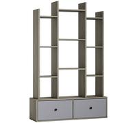 HOMCOM 12 Shelf Storage Unit, with Drawers - Graphite Wood Effect