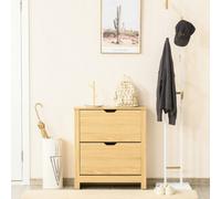 Homcom 12-Shoe Storage Cabinet 4 Shelves 2 Drawers Tabletop 4 Legs Modern Brown